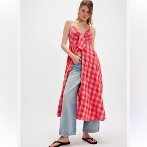 Free People Via Midi Dress Red Combo Size XS